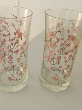 Vintage Cherry Blossom Iced Tea Glasses